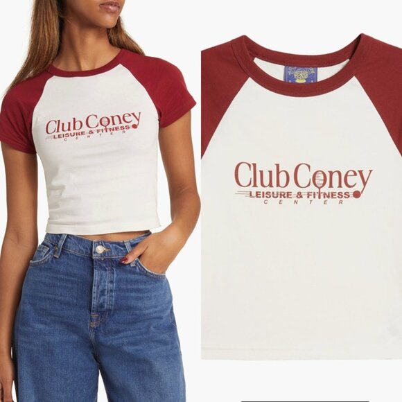 nwt CONEY ISLAND PICNIC Club Coney Cropped Cotton Baby Tee - Picture 1 of 6